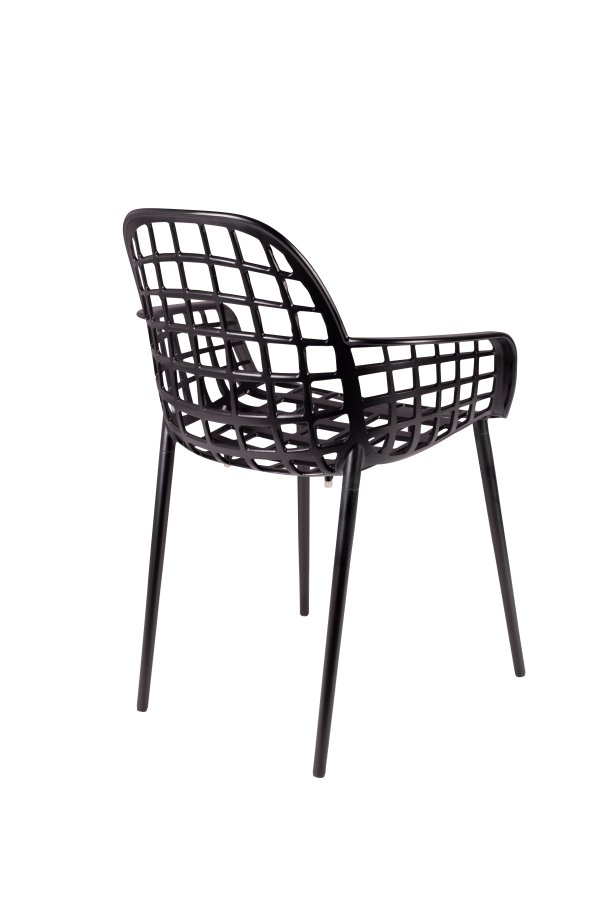 ZUIVER Albert Kuip hagestol, m armlener, stabelbar - sort aluminium