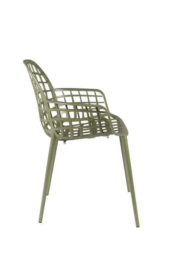 ZUIVER Albert Kuip hagestol, med armlener, stabelbar - grnn aluminium