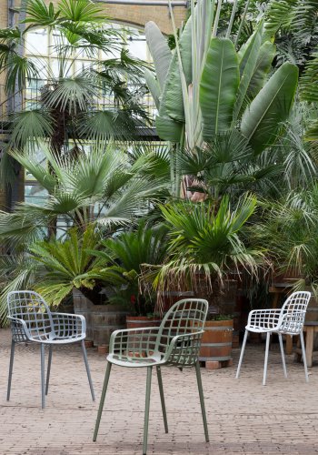 ZUIVER Albert Kuip hagestol, med armlener, stabelbar - grnn aluminium