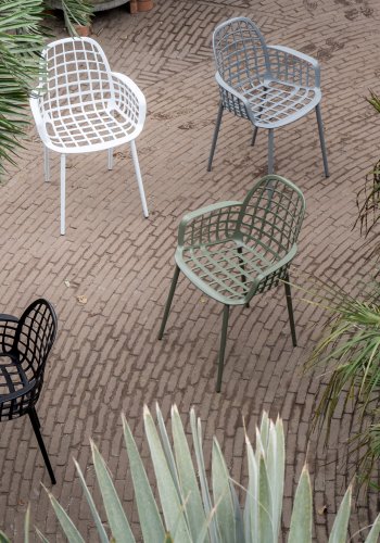 ZUIVER Albert Kuip hagestol, med armlener, stabelbar - grnn aluminium