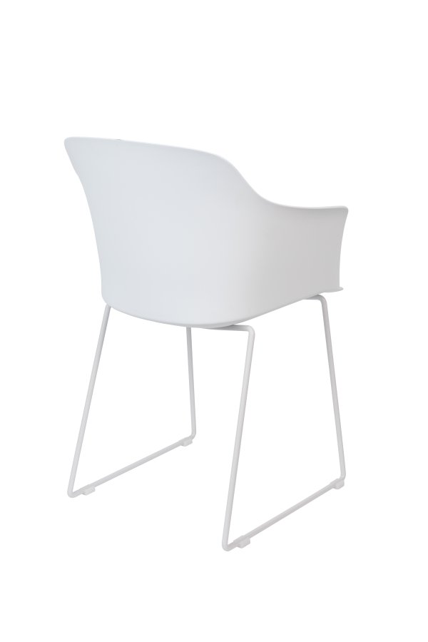 WHITE LABEL LIVING Tango spisebordsstol, med armlener - hvit polypropylen og stl