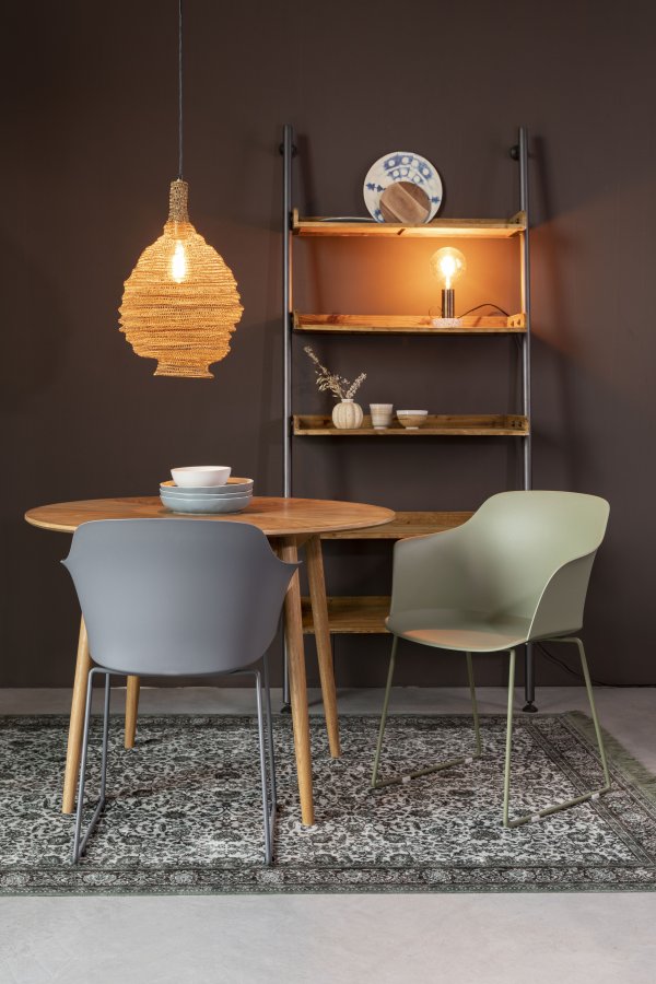 WHITE LABEL LIVING Tango spisebordstol, med armlener - gr polypropylen og stl