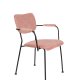 ZUIVER Benson spisebordsstol, med armlener - rosa flyelspolyester og sort stl
