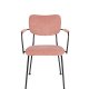 ZUIVER Benson spisebordsstol, med armlener - rosa flyelspolyester og sort stl