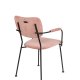 ZUIVER Benson spisebordsstol, med armlener - rosa flyelspolyester og sort stl