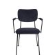 ZUIVER Benson spisebordsstol, med armlener - mrkebl flyelspolyester og sort stl