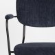 ZUIVER Benson spisebordsstol, med armlener - mrkebl flyelspolyester og sort stl