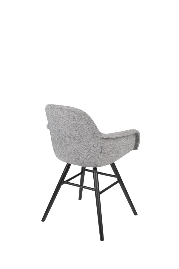 ZUIVER Albert Kuip Soft lnestol, m. armln - lysegr polyester og sort asketr