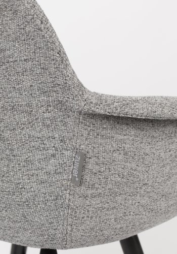 ZUIVER Albert Kuip Soft lnestol, m. armln - lysegr polyester og sort asketr