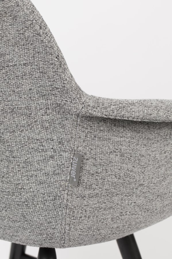 ZUIVER Albert Kuip Soft lnestol, m. armln - lysegr polyester og sort asketr