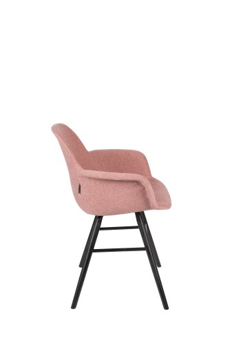 ZUIVER Albert Kuip Myk lenestol, med armlener - rosa polyester og svart ask