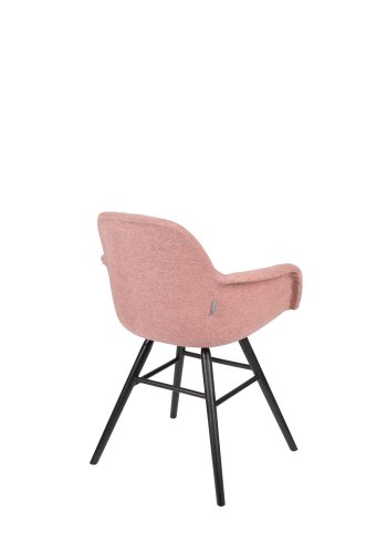 ZUIVER Albert Kuip Myk lenestol, med armlener - rosa polyester og svart ask