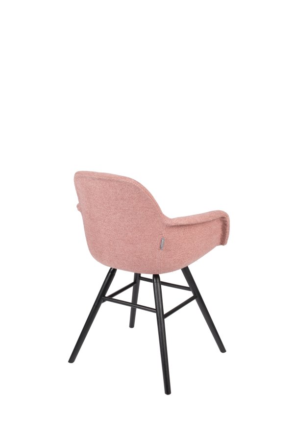 ZUIVER Albert Kuip Myk lenestol, med armlener - rosa polyester og svart ask