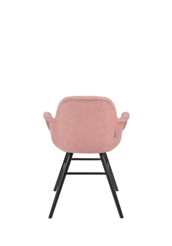 ZUIVER Albert Kuip Myk lenestol, med armlener - rosa polyester og svart ask