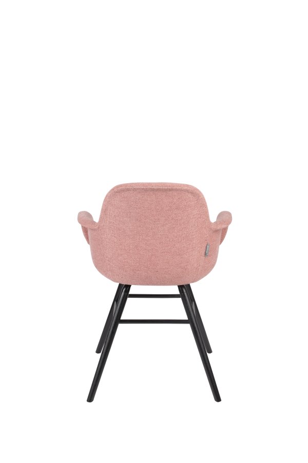ZUIVER Albert Kuip Myk lenestol, med armlener - rosa polyester og svart ask