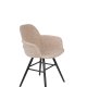 ZUIVER Albert Kuip Myk lenestol, med armlener - beige polyester og svart ask