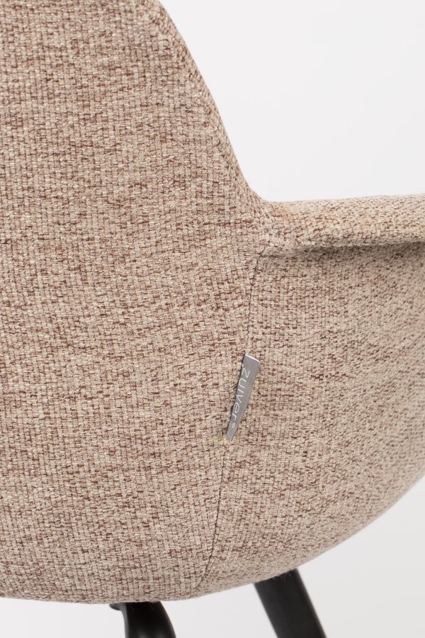 ZUIVER Albert Kuip Myk lenestol, med armlener - beige polyester og svart ask