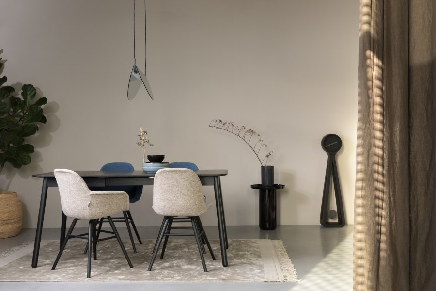 ZUIVER Albert Kuip Myk lenestol, med armlener - beige polyester og svart ask