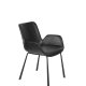 ZUIVER Brit LL spisebordsstol, med armlener - sort PU og sort stl