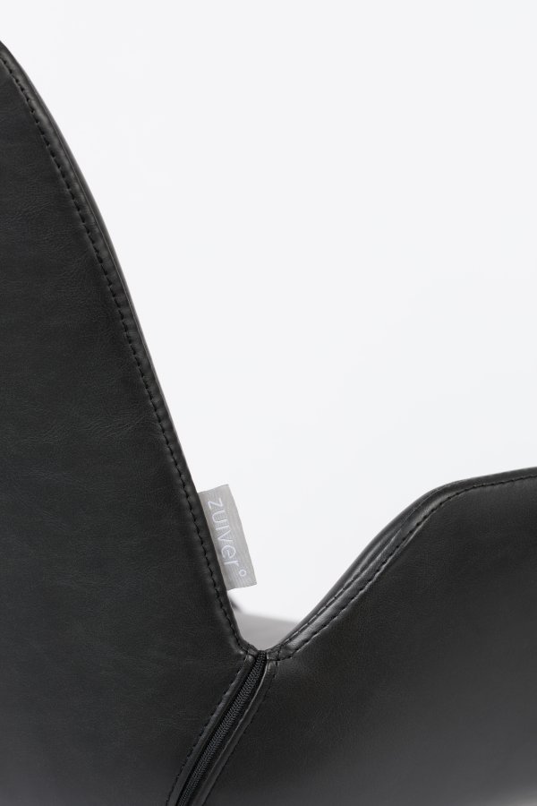 ZUIVER Brit LL spisebordsstol, med armlener - sort PU og sort stl