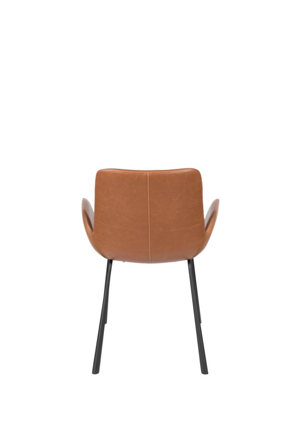 ZUIVER Brit LL spisebordsstol, m armlener - brunt PU og sort stl