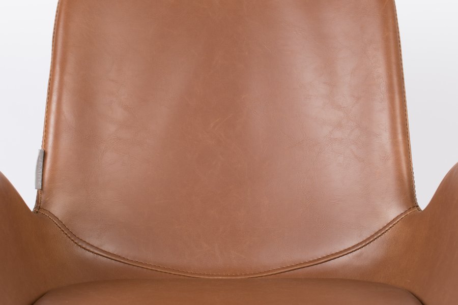 ZUIVER Brit LL spisebordsstol, m armlener - brunt PU og sort stl