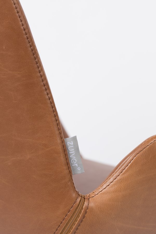 ZUIVER Brit LL spisebordsstol, m armlener - brunt PU og sort stl