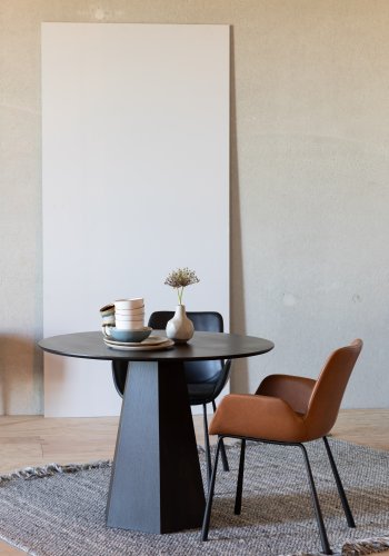 ZUIVER Brit LL spisebordsstol, m armlener - brunt PU og sort stl