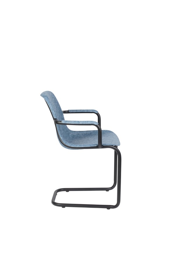 ZUIVER Trst spisebordstol, m. armlen, stablebart - blandet bltt resirkulert PET og sort stl