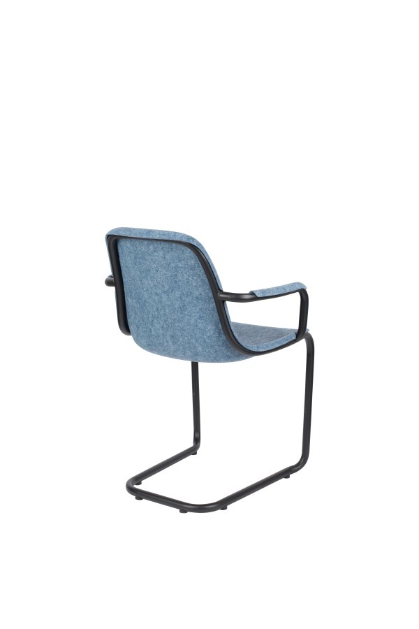 ZUIVER Trst spisebordstol, m. armlen, stablebart - blandet bltt resirkulert PET og sort stl