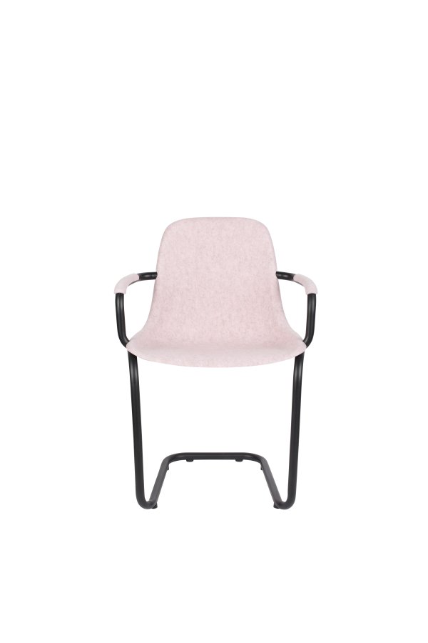 ZUIVER Trst spisebordstol, m. armlen, stables - rosa resirkulert PET og sort stl