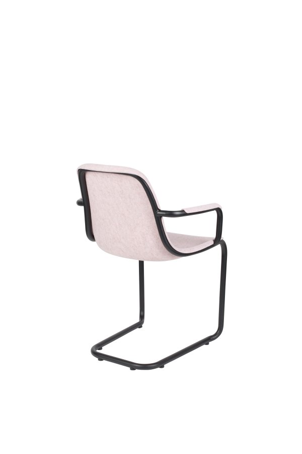 ZUIVER Trst spisebordstol, m. armlen, stables - rosa resirkulert PET og sort stl