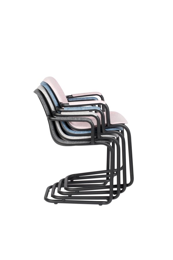 ZUIVER Trst spisebordstol, m. armlen, stables - rosa resirkulert PET og sort stl