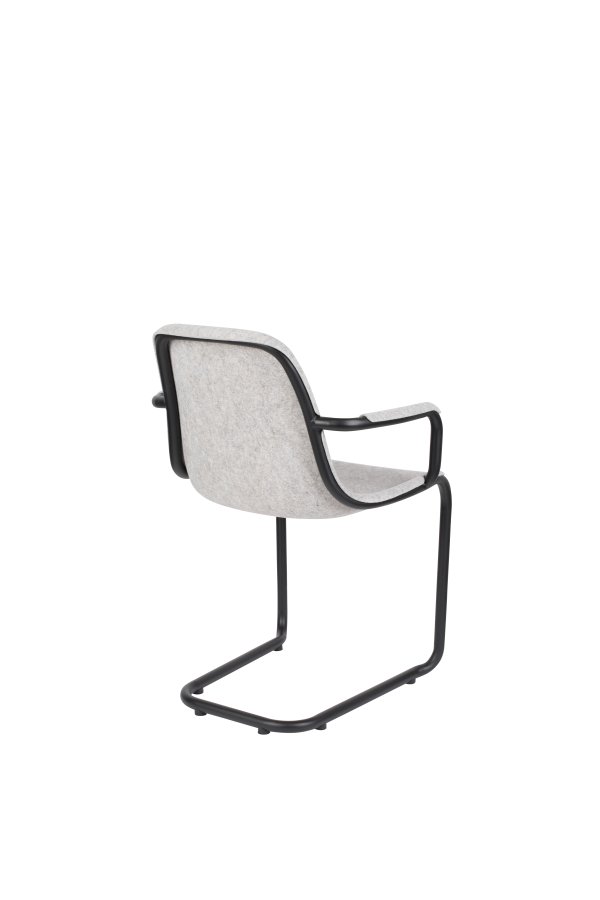 ZUIVER Trst spisebordstol, m. armlen, stables - askegr resirkulert PET og sort stl