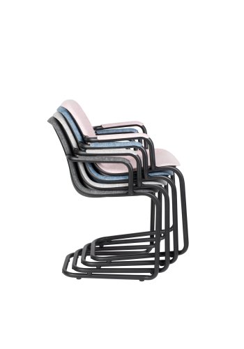 ZUIVER Trst spisebordstol, m. armlen, stables - askegr resirkulert PET og sort stl