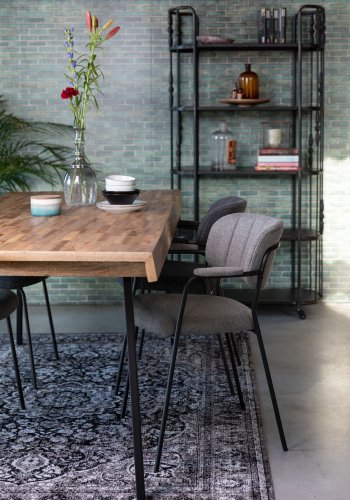 WHITE LABEL LIVING Jolien spisebordsstol, m armlener - mrkegr polyester/nylon og sort stl