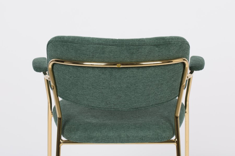 WHITE LABEL LIVING Jolien spisebordsstol, m armlener - mrkegrnn polyester/nylon og gullstl