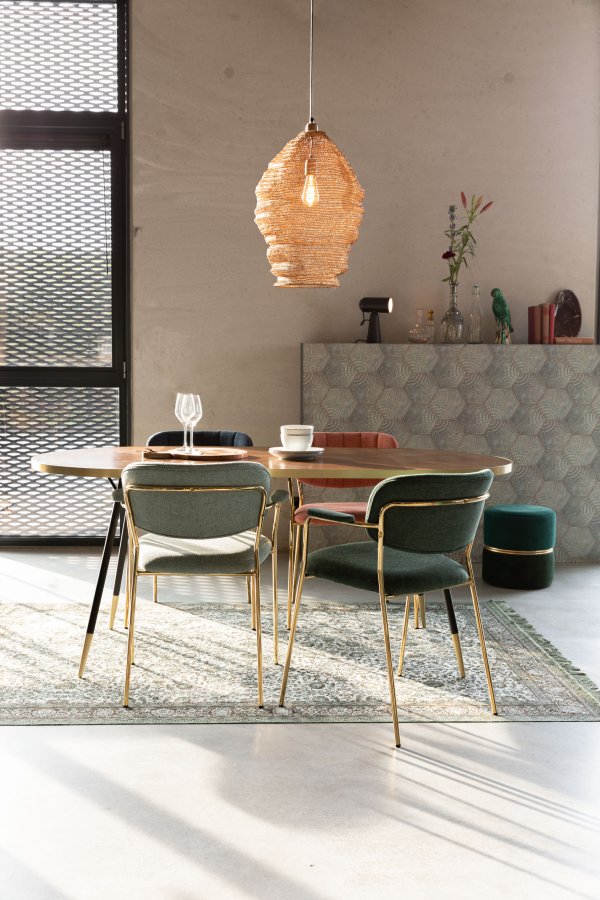 WHITE LABEL LIVING Jolien spisebordsstol, m armlener - mrkegrnn polyester/nylon og gullstl