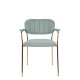 WHITE LABEL LIVING Jolien spisebordsstol, med armlener - lysegrnn polyester/nylon og gullstl