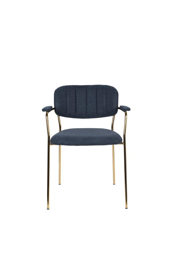 WHITE LABEL LIVING Jolien spisebordstol, m armlener - mrkebl polyester/nylon og gullstl