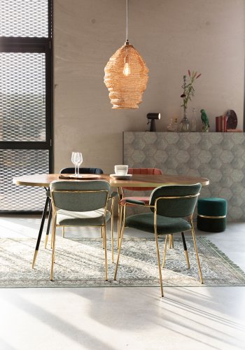 WHITE LABEL LIVING Jolien spisebordstol, m armlener - mrkebl polyester/nylon og gullstl