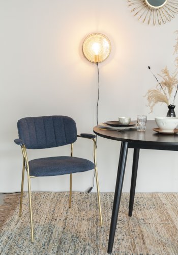 WHITE LABEL LIVING Jolien spisebordstol, m armlener - mrkebl polyester/nylon og gullstl
