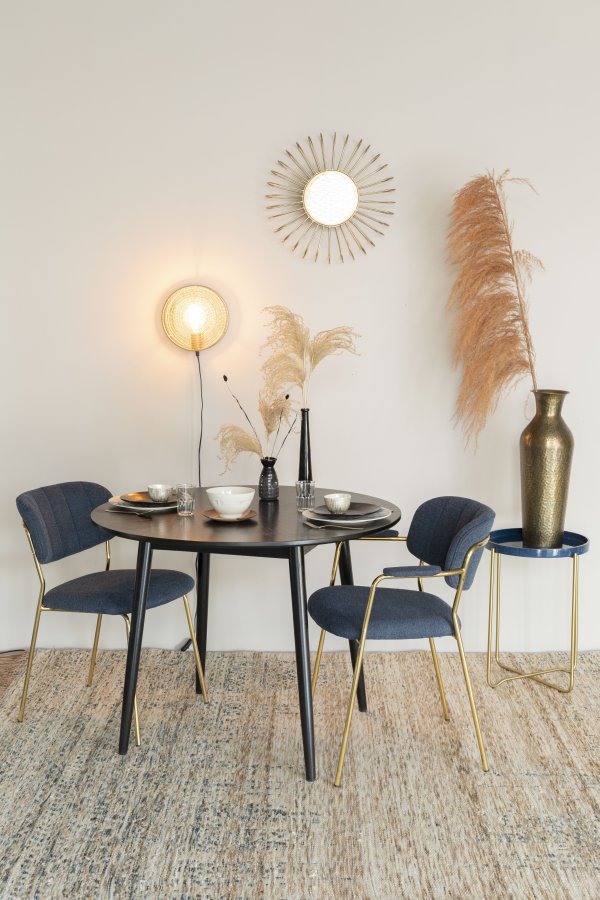 WHITE LABEL LIVING Jolien spisebordstol, m armlener - mrkebl polyester/nylon og gullstl