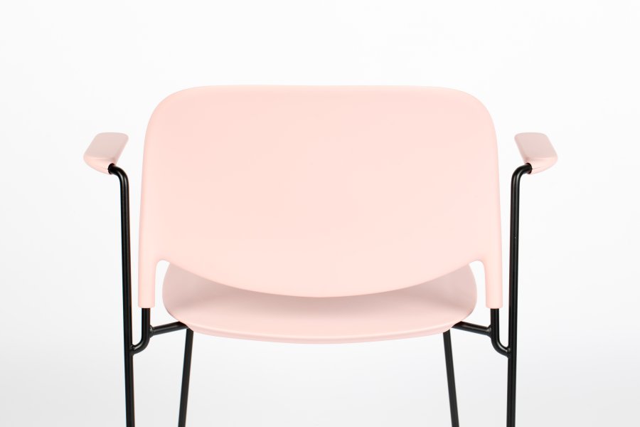 WHITE LABEL LIVING Stacks spisestuestol, stabelbar, m. armlen - rosa polypropylen og stl