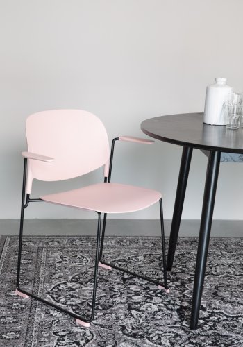 WHITE LABEL LIVING Stacks spisestuestol, stabelbar, m. armlen - rosa polypropylen og stl