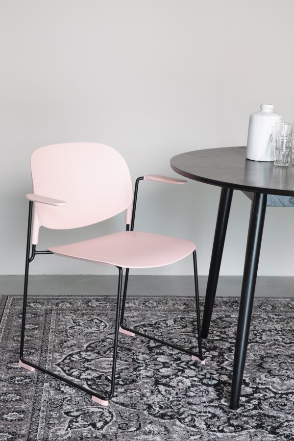 WHITE LABEL LIVING Stacks spisestuestol, stabelbar, m. armlen - rosa polypropylen og stl