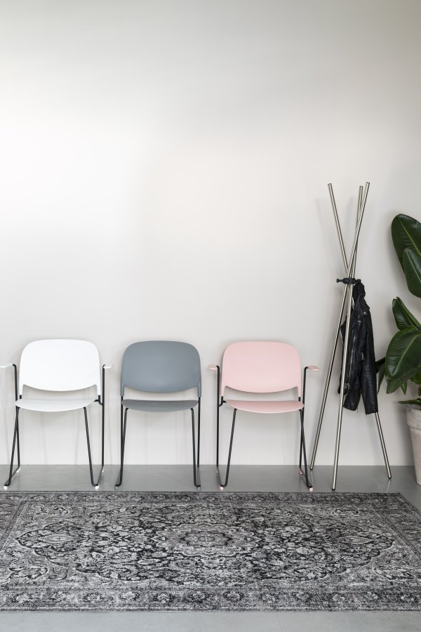 WHITE LABEL LIVING Stacks spisestuestol, stabelbar, m. armlen - rosa polypropylen og stl