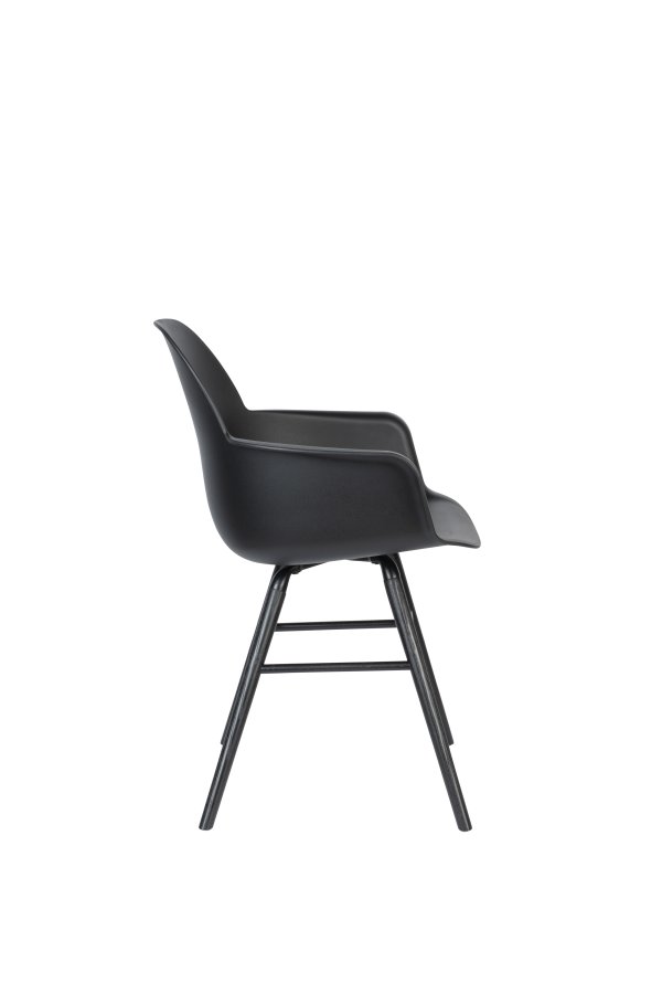 ZUIVER Albert Kuip spisebordstol, med armlener - sort plast og sort ask
