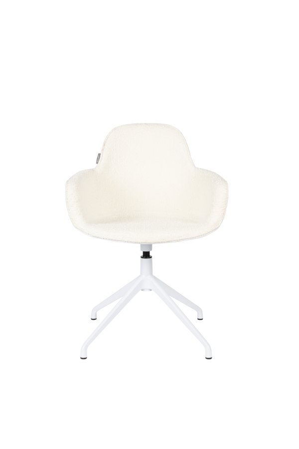 ZUIVER Albert Kuip spisebordsstol, med armlener og svingfunksjon - hvit polyester og hvit aluminium