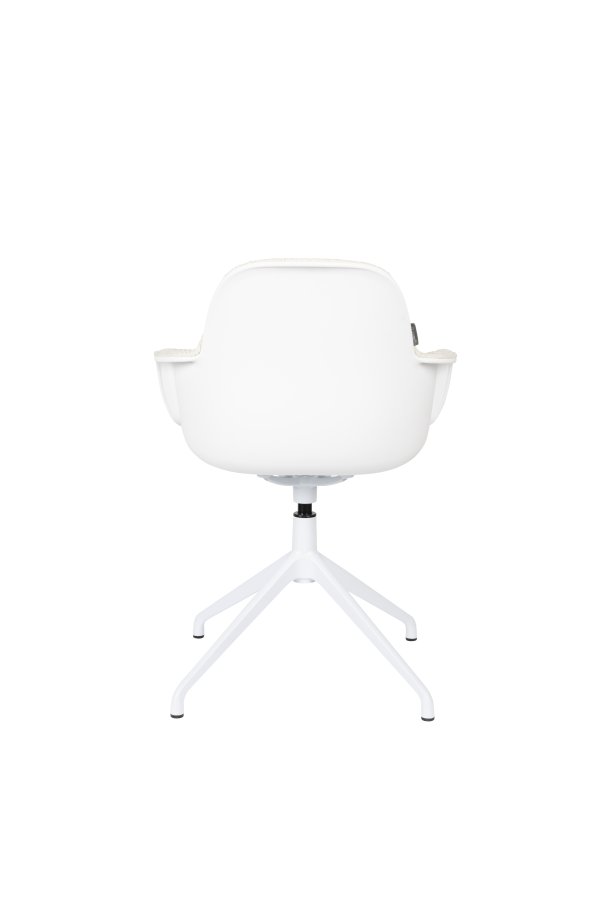 ZUIVER Albert Kuip spisebordsstol, med armlener og svingfunksjon - hvit polyester og hvit aluminium